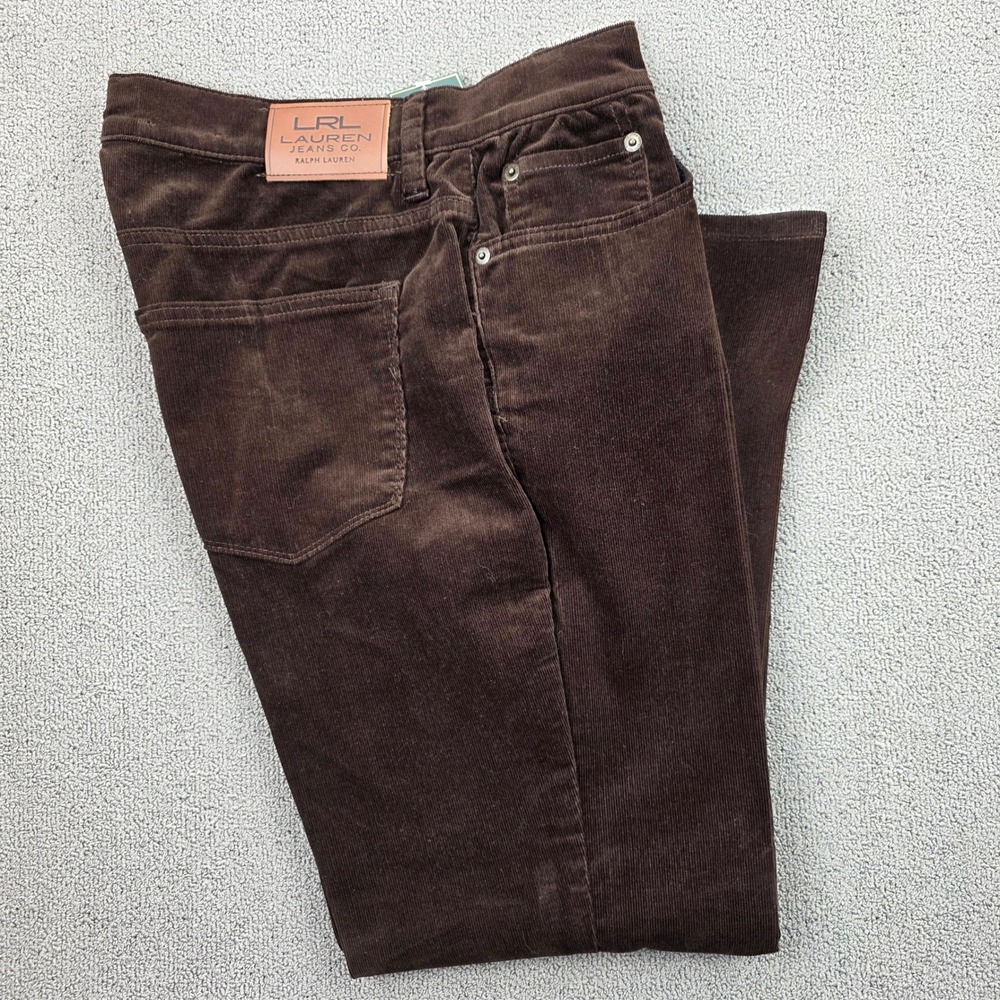 Lauren Ralph Lauren Slimming Fit Bootcut Corduroy Pants Women Brown 12P